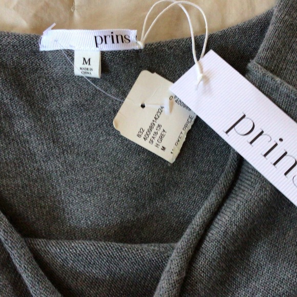 Prins one Shoulder Grey Sweater, Size Medium, NEW - Picture 7 of 8